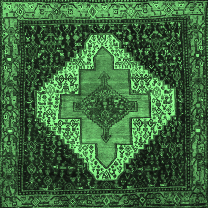 Square Persian Emerald Green Traditional Rug, tr2241emgrn