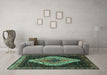 Machine Washable Persian Turquoise Traditional Area Rugs in a Living Room,, wshtr2241turq