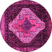 Round Machine Washable Persian Pink Traditional Rug, wshtr2241pnk