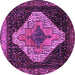 Round Machine Washable Persian Purple Traditional Area Rugs, wshtr2241pur