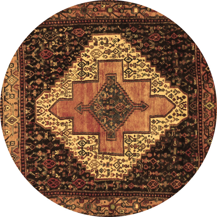 Round Persian Brown Traditional Rug, tr2241brn