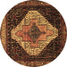 Round Persian Brown Traditional Rug, tr2241brn