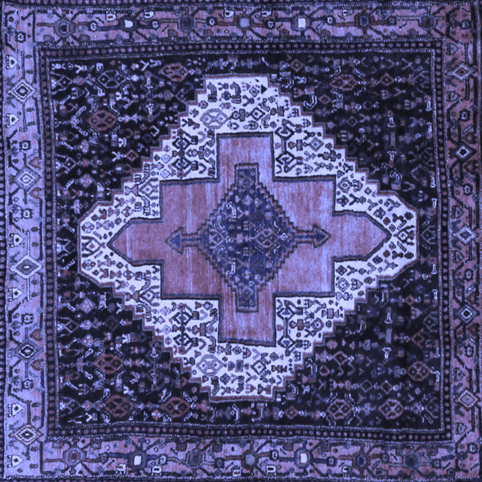 Square Machine Washable Persian Blue Traditional Rug, wshtr2241blu