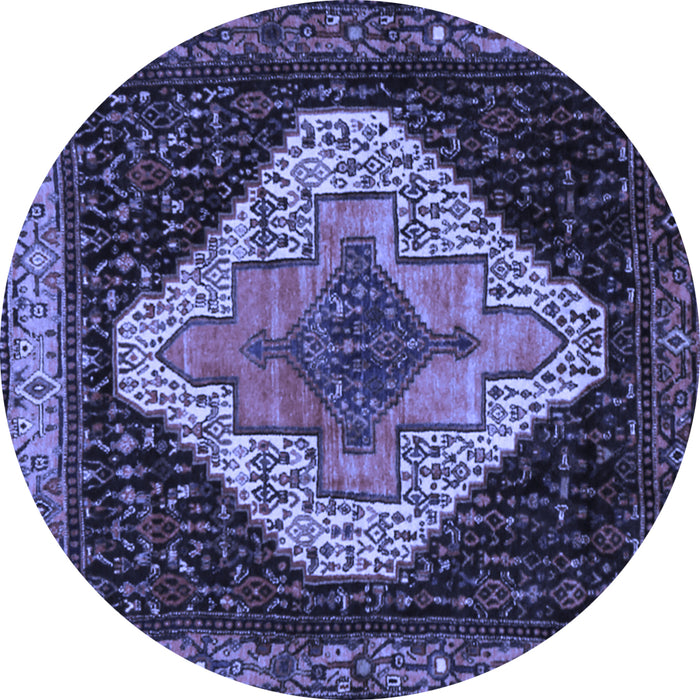 Round Machine Washable Persian Blue Traditional Rug, wshtr2241blu