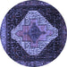 Round Machine Washable Persian Blue Traditional Rug, wshtr2241blu