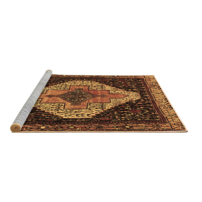 Sideview of Machine Washable Persian Brown Traditional Rug, wshtr2241brn