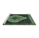 Sideview of Machine Washable Persian Turquoise Traditional Area Rugs, wshtr2241turq