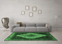 Machine Washable Persian Emerald Green Traditional Rug, wshtr2241emgrn