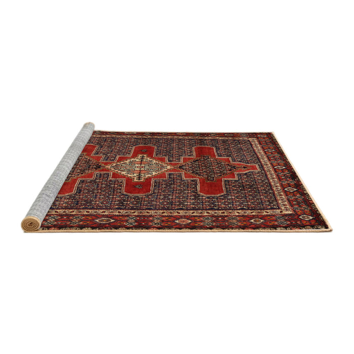 Sideview of Machine Washable Traditional Saffron Red Rug, wshtr2242