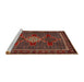 Sideview of Machine Washable Traditional Saffron Red Rug, wshtr2242