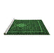 Sideview of Machine Washable Persian Emerald Green Traditional Area Rugs, wshtr2242emgrn