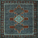 Square Machine Washable Persian Light Blue Traditional Rug, wshtr2242lblu