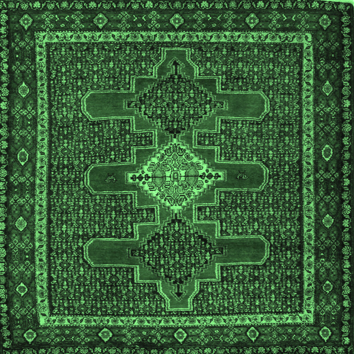 Square Persian Emerald Green Traditional Rug, tr2242emgrn