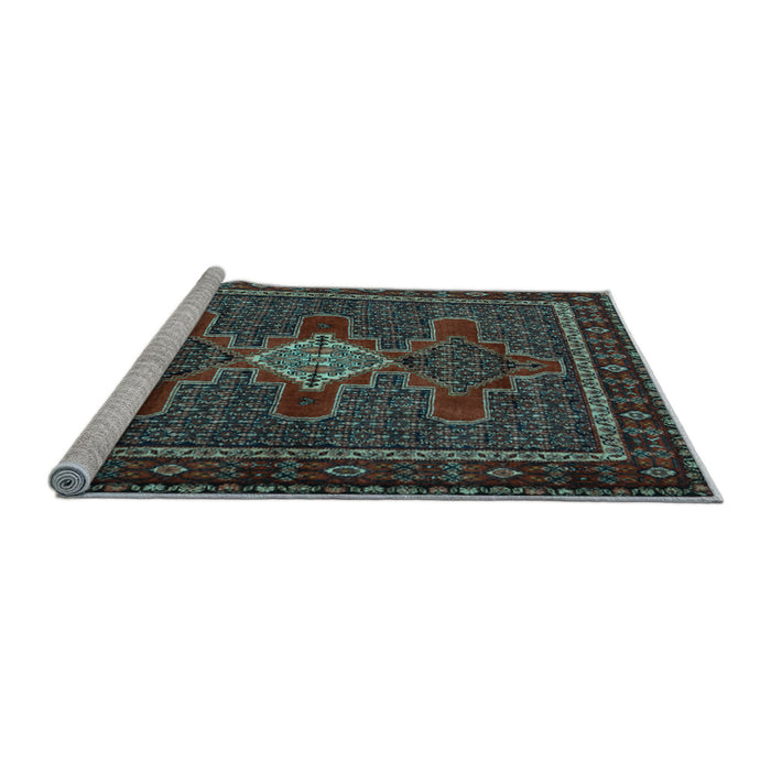 Sideview of Machine Washable Persian Light Blue Traditional Rug, wshtr2242lblu