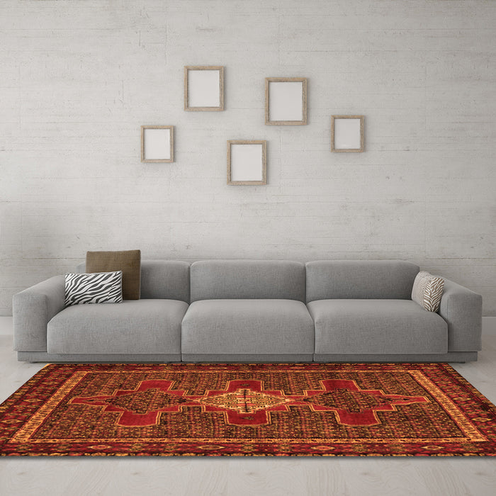 Machine Washable Persian Orange Traditional Area Rugs in a Living Room, wshtr2242org