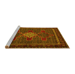 Sideview of Machine Washable Persian Yellow Traditional Rug, wshtr2242yw