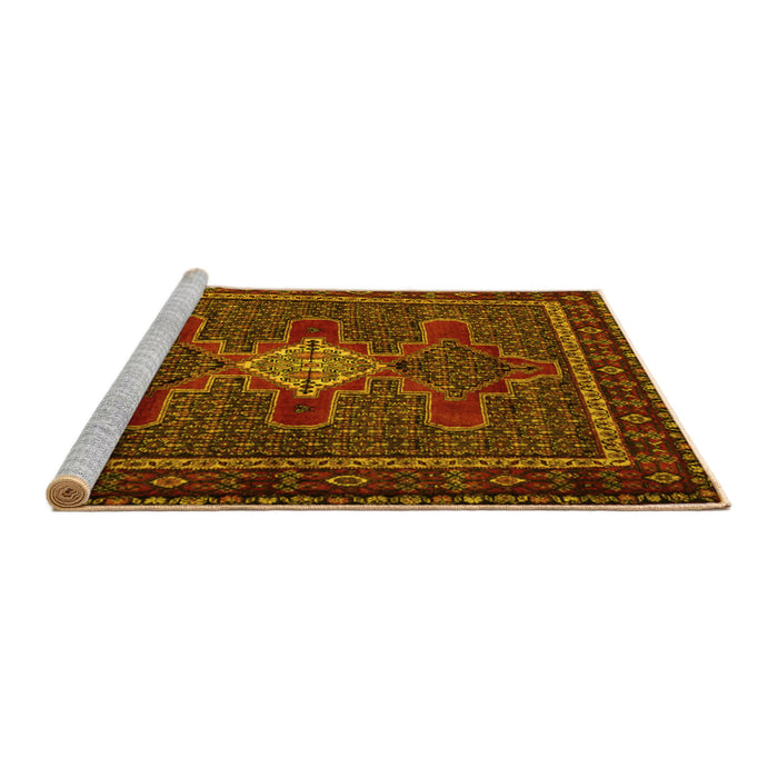 Sideview of Machine Washable Persian Yellow Traditional Rug, wshtr2242yw