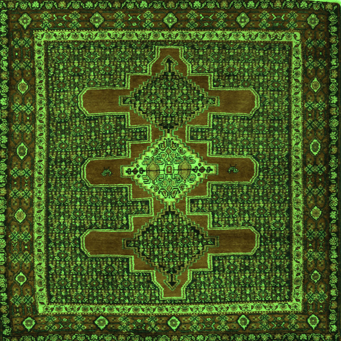 Round Machine Washable Persian Green Traditional Area Rugs, wshtr2242grn