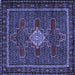 Square Machine Washable Persian Blue Traditional Rug, wshtr2242blu