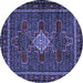 Round Persian Blue Traditional Rug, tr2242blu