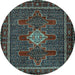 Round Machine Washable Persian Light Blue Traditional Rug, wshtr2242lblu