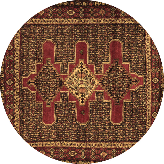 Round Persian Brown Traditional Rug, tr2242brn
