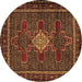 Round Persian Brown Traditional Rug, tr2242brn
