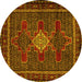 Round Persian Yellow Traditional Rug, tr2242yw