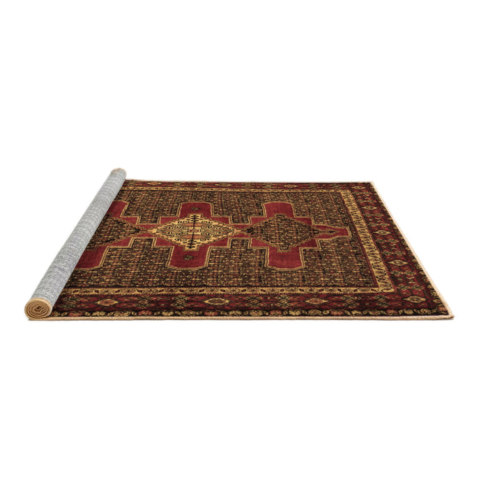 Sideview of Machine Washable Persian Brown Traditional Rug, wshtr2242brn