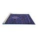 Sideview of Machine Washable Persian Blue Traditional Rug, wshtr2242blu