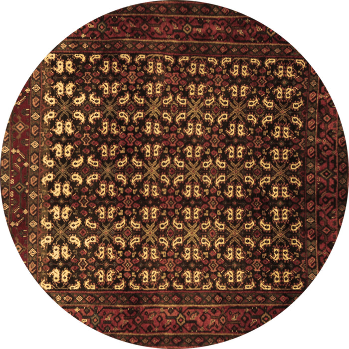 Round Machine Washable Persian Brown Traditional Rug, wshtr2243brn