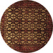 Round Machine Washable Persian Brown Traditional Rug, wshtr2243brn