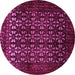 Round Machine Washable Persian Pink Traditional Rug, wshtr2243pnk