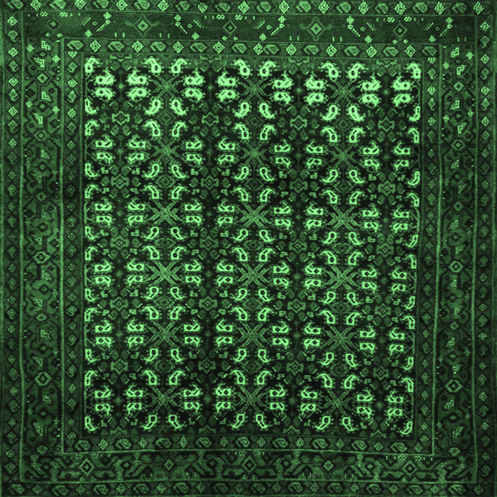 Square Persian Emerald Green Traditional Rug, tr2243emgrn