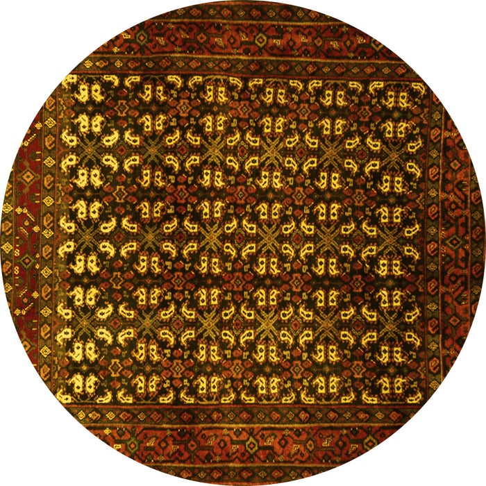 Round Persian Yellow Traditional Rug, tr2243yw