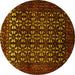 Round Persian Yellow Traditional Rug, tr2243yw