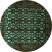 Round Persian Turquoise Traditional Rug, tr2243turq
