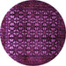 Round Machine Washable Persian Purple Traditional Area Rugs, wshtr2243pur