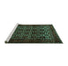 Sideview of Machine Washable Persian Turquoise Traditional Area Rugs, wshtr2243turq