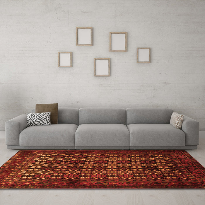 Machine Washable Persian Orange Traditional Area Rugs in a Living Room, wshtr2243org