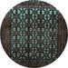 Round Machine Washable Persian Light Blue Traditional Rug, wshtr2243lblu