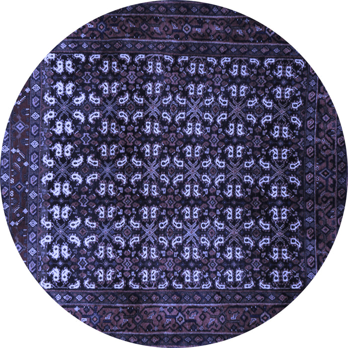 Round Machine Washable Persian Blue Traditional Rug, wshtr2243blu