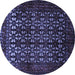 Round Machine Washable Persian Blue Traditional Rug, wshtr2243blu