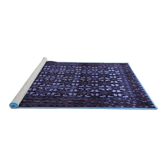 Sideview of Machine Washable Persian Blue Traditional Rug, wshtr2243blu
