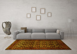 Machine Washable Persian Yellow Traditional Rug in a Living Room, wshtr2243yw