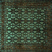 Square Machine Washable Persian Turquoise Traditional Area Rugs, wshtr2243turq