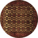 Round Persian Brown Traditional Rug, tr2243brn