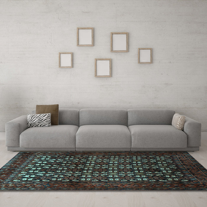 Machine Washable Persian Light Blue Traditional Rug in a Living Room, wshtr2243lblu