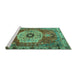 Sideview of Machine Washable Persian Turquoise Traditional Area Rugs, wshtr2244turq