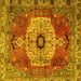 Square Machine Washable Persian Yellow Traditional Rug, wshtr2244yw